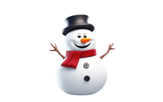Adorable Snowman Artwork Isolated on Transparent Background