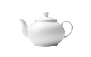 Minimalist White Teapot Isolated on Transparent Background
