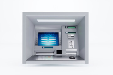ATM isolated on white background. 3D rendering.