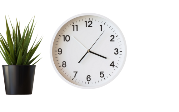 Contemporary Wall Clock Mockup Isolated on Transparent Background