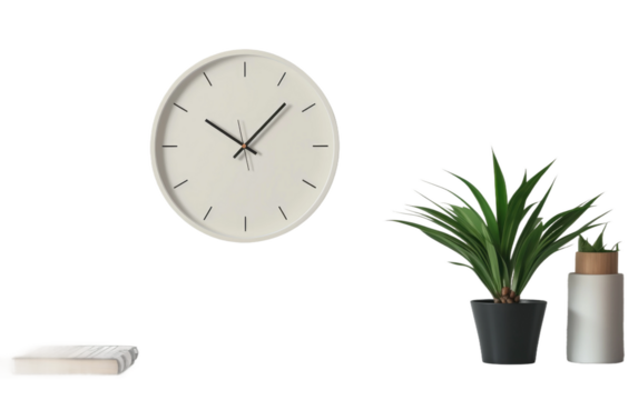 Modern Wall Clock Model Isolated on Transparent Background