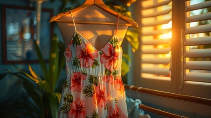 bright flowery summer dress on the hanger, closet, white, flowers, happy, joyful