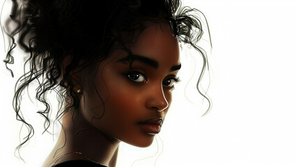 Beautiful black woman, isolated on white background 