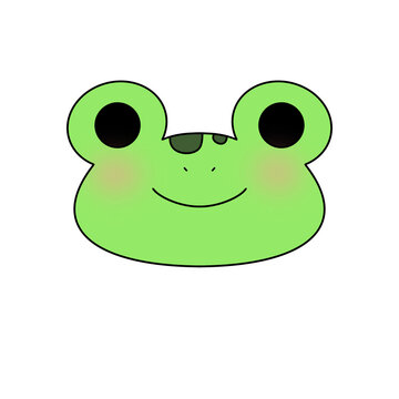 recommend clip art: A green frog with a smile on its face. The frog is cute and happy