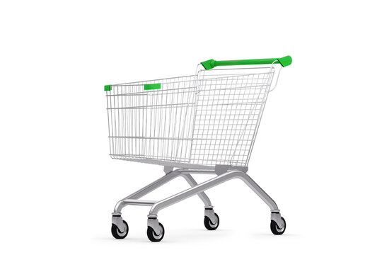 Shopping cart 3D rendering, 3D illustration.
