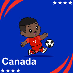 Vector Design of Children Wearing National Jersey Football Team Canada Children Play Football
