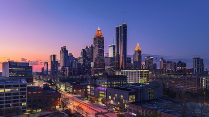 Naklejka premium Abstract futuristic cityscape view with modern skyscrapers.
