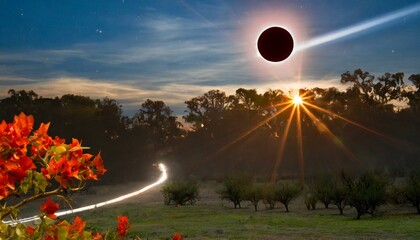sunrise over the earth, wallpaper eclipse that will cross North America, passing - obrazy, fototapety, plakaty