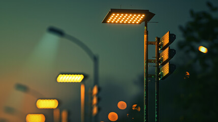 Street solar led light pixels on the road