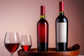 Product packaging mockup photo of Bottle of red wine, studio advertising photoshoot