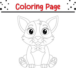 Cute cat coloring page for kids. Animal coloring book