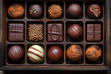Opened box of assorted chocolate