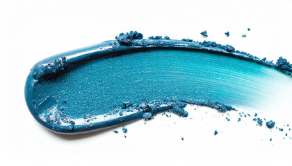 Fototapeta premium Blue turquoise eye shadow swatch isolated on white background