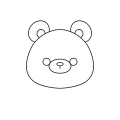 Fototapeta premium A cartoon bear with a smiling face. The bear is drawn in black and white. The bear's face is drawn in a simple, cartoonish style