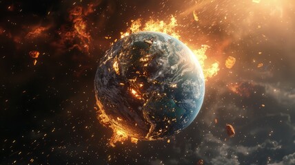 earth with forest fire,environment conceptgeive ai