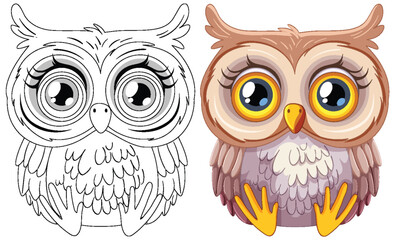 Vector illustration of a cute, colorful owl