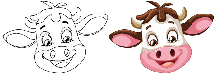 Vector illustration of a happy cow's face