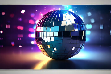 disco ball with disco lights. glitter, globe, vector, illustration, discoball, circle, shine, shiny, nightlife, glass, discotheque,Ai generated 