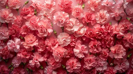   A wall of pink flowers with a cluster of pink flowers in the center