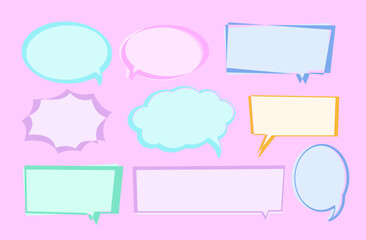 Text bubbles for cartoon, comic, communications, sticker, decoration, social media post, print, ad template, manga, messages
