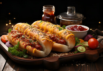 hot dog with mustard