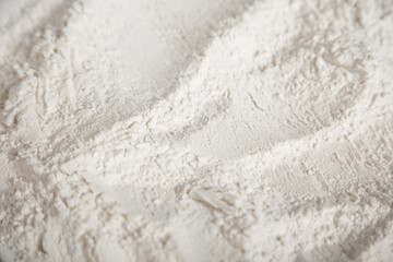 White flour or powder. Close up