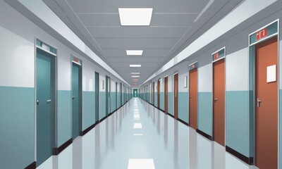 An empty modern hospital corridor