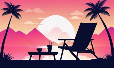 An illustration depicting a gradient summer break theme
