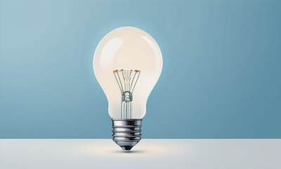 A lit light bulb against a blue background symbolizes the concept of a winning idea, with ample copy space