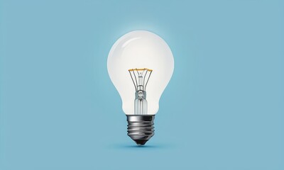 A lit light bulb against a blue background symbolizes the concept of a winning idea, with ample copy space