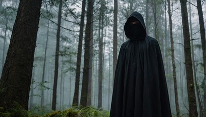 a man with black hood covering