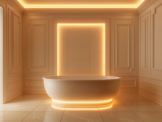 Luminous Sanctuary: Freestanding Bathtub in a Classic Panelled Bathroom with Ambient Lighting