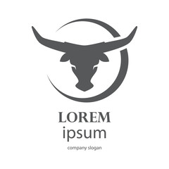 aggressive horned bull head logo design