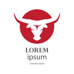 aggressive horned bull head logo design