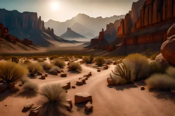 Fototapeten landscape with desert and mountains © kashif