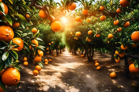 orange tree with oranges in the background