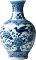 Elegant Tall Porcelain Vase with Floral Patterns
