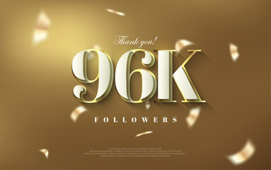 Thank you 96k followers background, shiny luxury gold design.