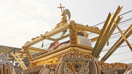 Procession of Jesus Sepultado of San Felipe. Holy Week In Antigua Guatemala