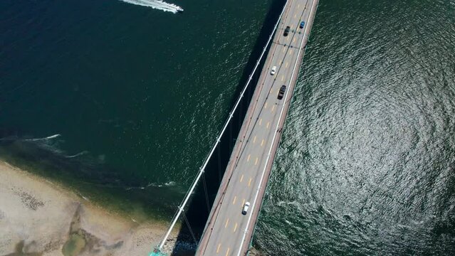 Breathtaking Aerial Over Bridge to Vancouver BC