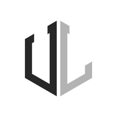Modern Unique Hexagon Letter UL Logo Design Template. Elegant initial UL Letter Logo Concept