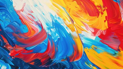 Vibrant Abstract Acrylic Painting with Dynamic Brushstrokes.