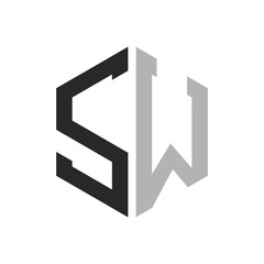 Modern Unique Hexagon Letter SW Logo Design Template. Elegant initial SW Letter Logo Concept
