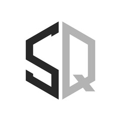 Modern Unique Hexagon Letter SQ Logo Design Template. Elegant initial SQ Letter Logo Concept