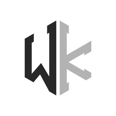 Modern Unique Hexagon Letter WK Logo Design Template. Elegant initial WK Letter Logo Concept