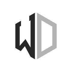 Modern Unique Hexagon Letter WD Logo Design Template. Elegant initial WD Letter Logo Concept