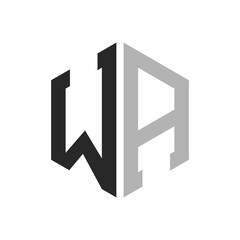 Modern Unique Hexagon Letter WA Logo Design Template. Elegant initial WA Letter Logo Concept