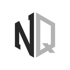 Modern Unique Hexagon Letter NQ Logo Design Template. Elegant initial NQ Letter Logo Concept