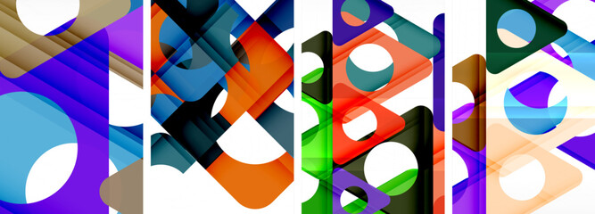 Abstract background set featuring captivating triangles. Harmonious blend of geometry and style, these designs bring modern flair