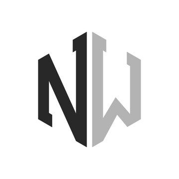 Modern Unique Hexagon Letter NW Logo Design Template. Elegant initial NW Letter Logo Concept